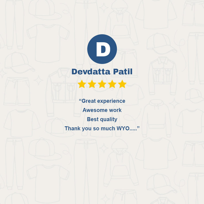 WYO Five-star review for Devdatta Patil with text on a white background