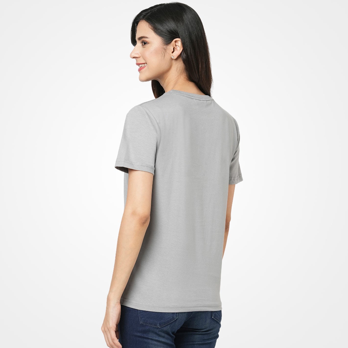 Back view of a Two smiling daisy flowers with a gray background and text 'Do what makes you happy' by WYO