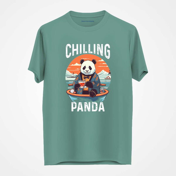 WYO Mint t-shirt with a panda graphic and 'Chilling Panda' text on a white background