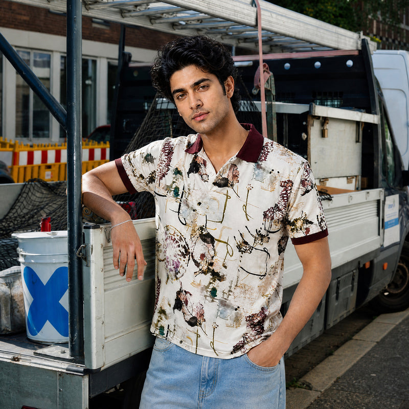 Abstract Drift Printed Polo