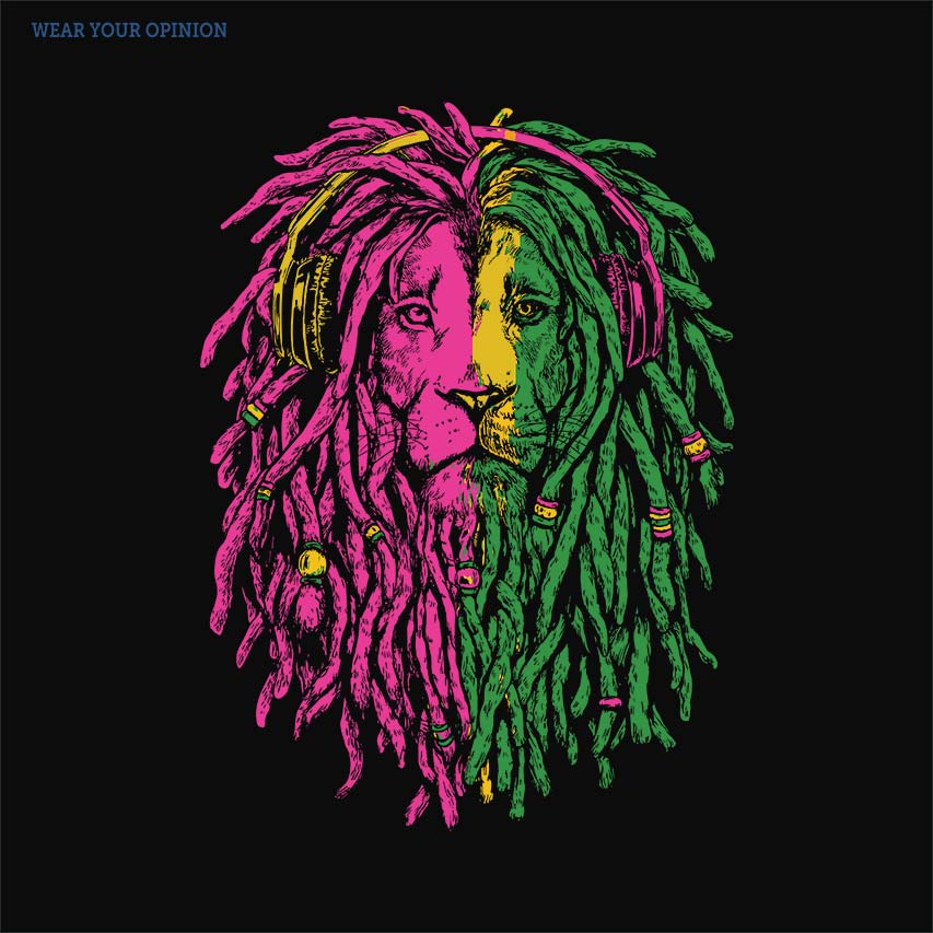 Abstract Neon Lion T-Shirt