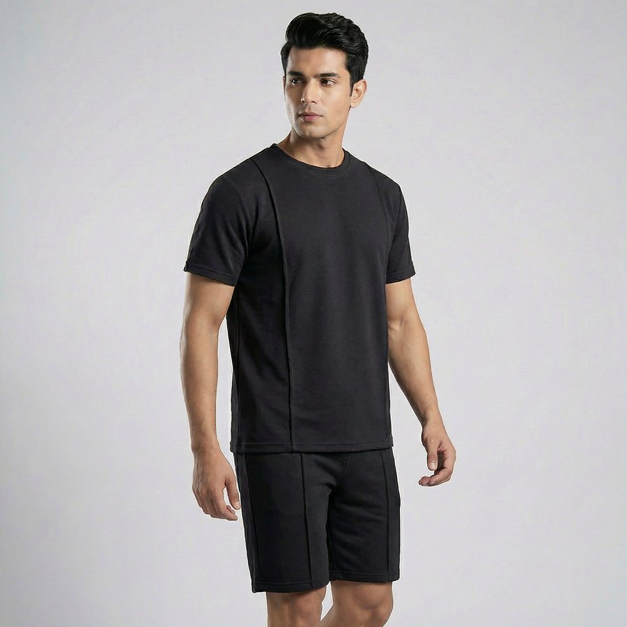 Basic Self Piping Co-ord Set - Black