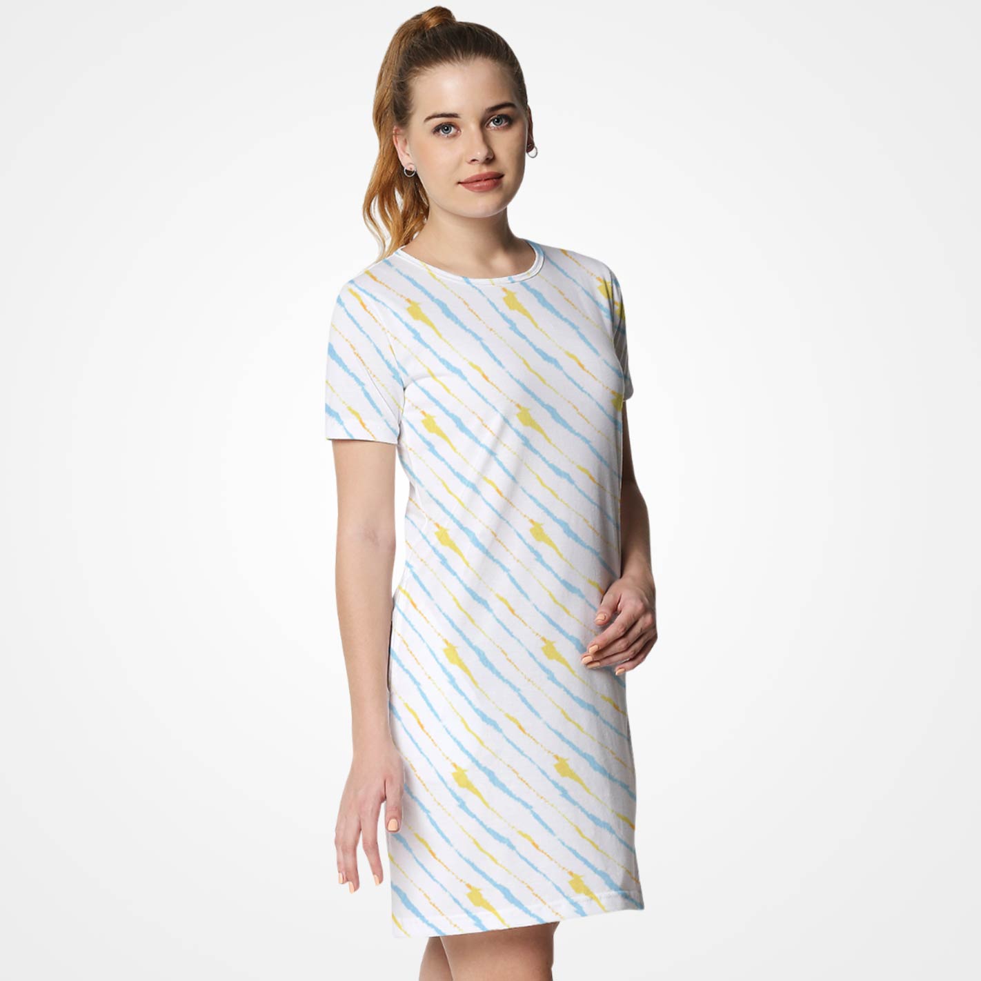 Batik Pattern Stripe T-Shirt Dress