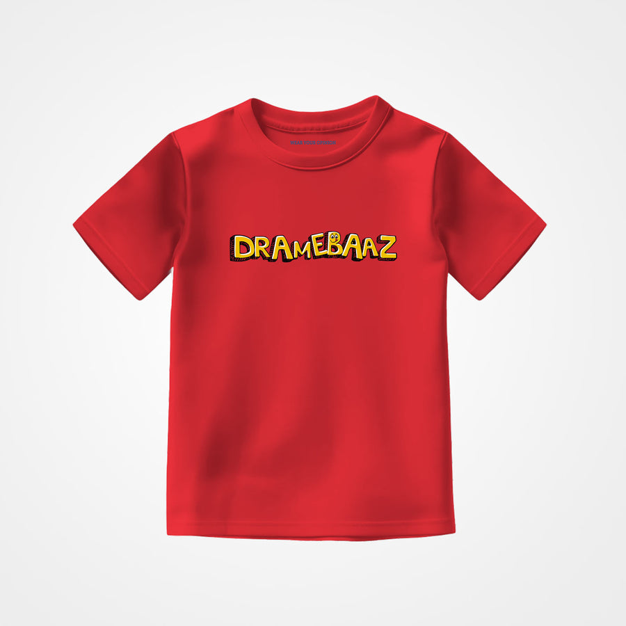 WYO Red t-shirt with 'Dramebaaz' text on a white background