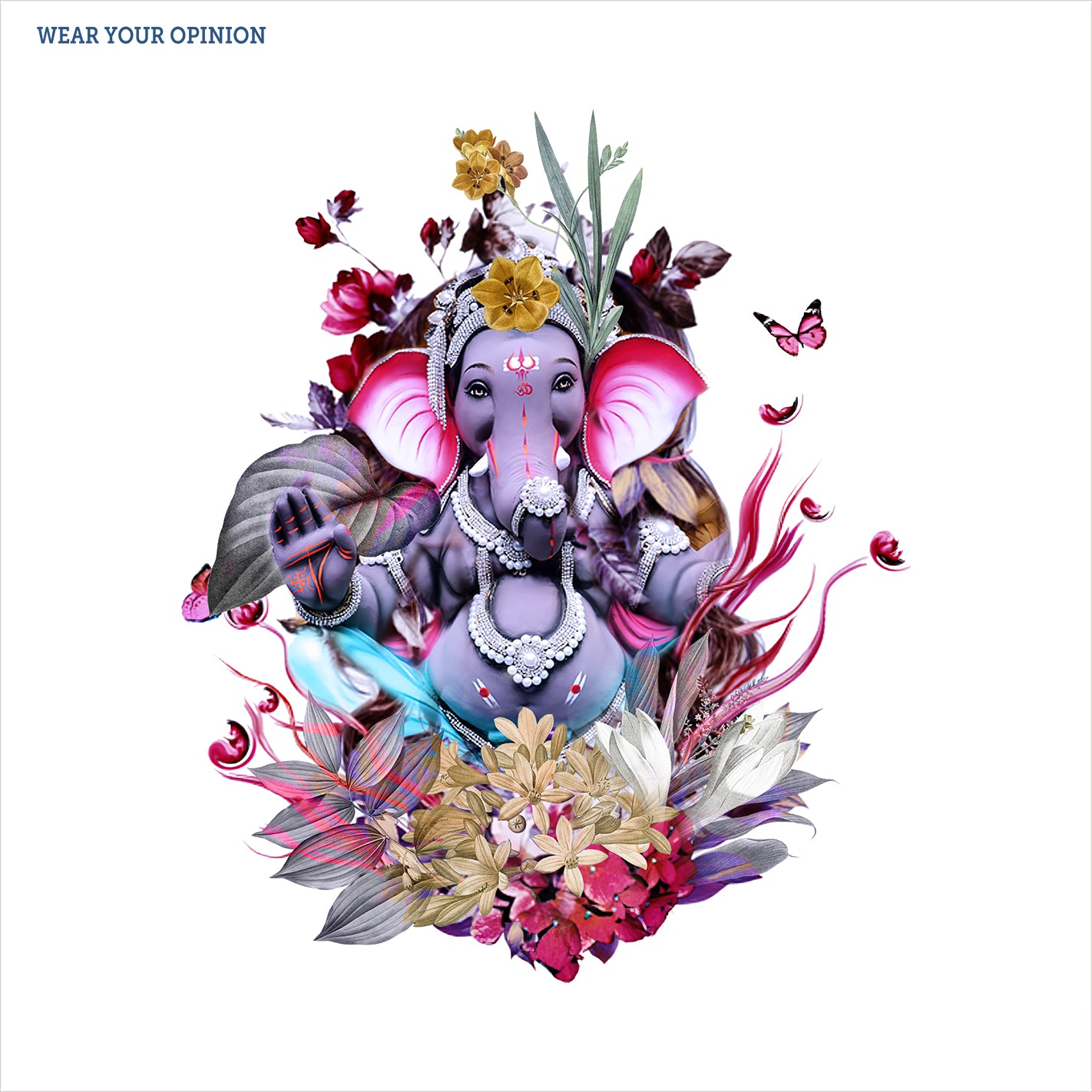 Close-up of WYO Floral Ganesha T-Shirt