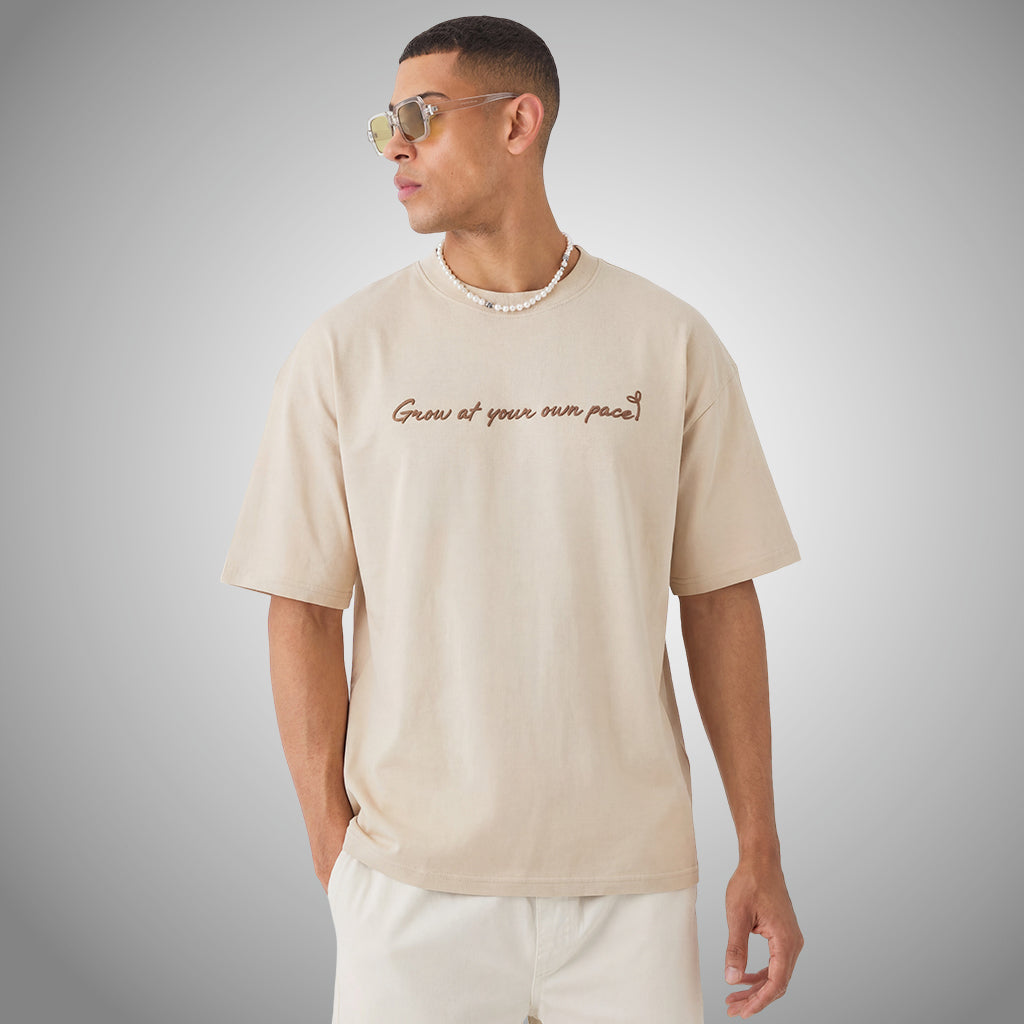 Front view of a WYO Good Things Take Time Oversized T-Shirt
