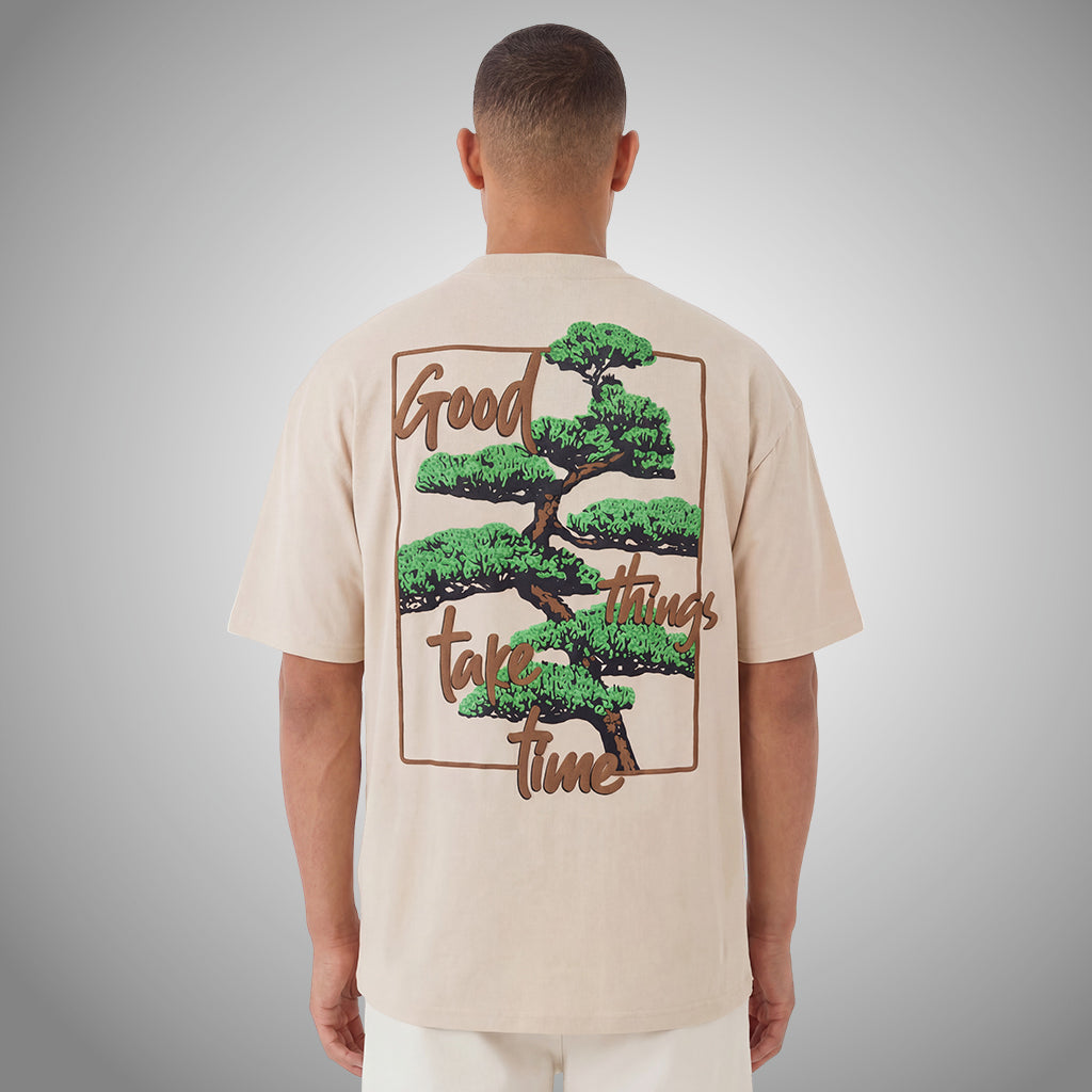 Back view of a WYO Good Things Take Time Oversized T-Shirt
