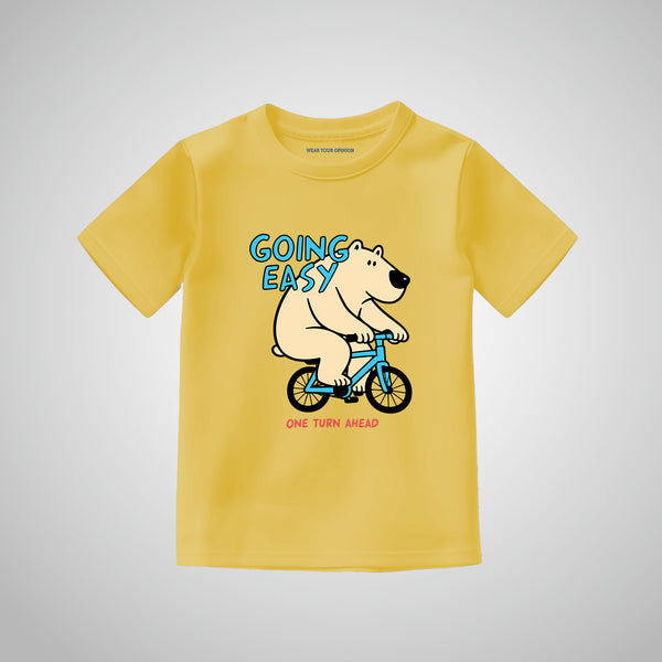 Front View of WYO Going Easy Kids T-Shirt in Yellow