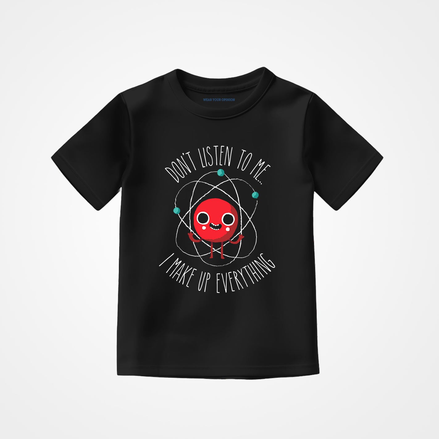 WYO Black t-shirt with a red character and text on a white background