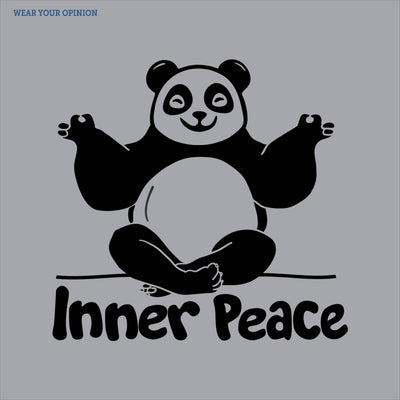Panda sitting cross-legged with 'Inner Peace' text on a WYO cement background