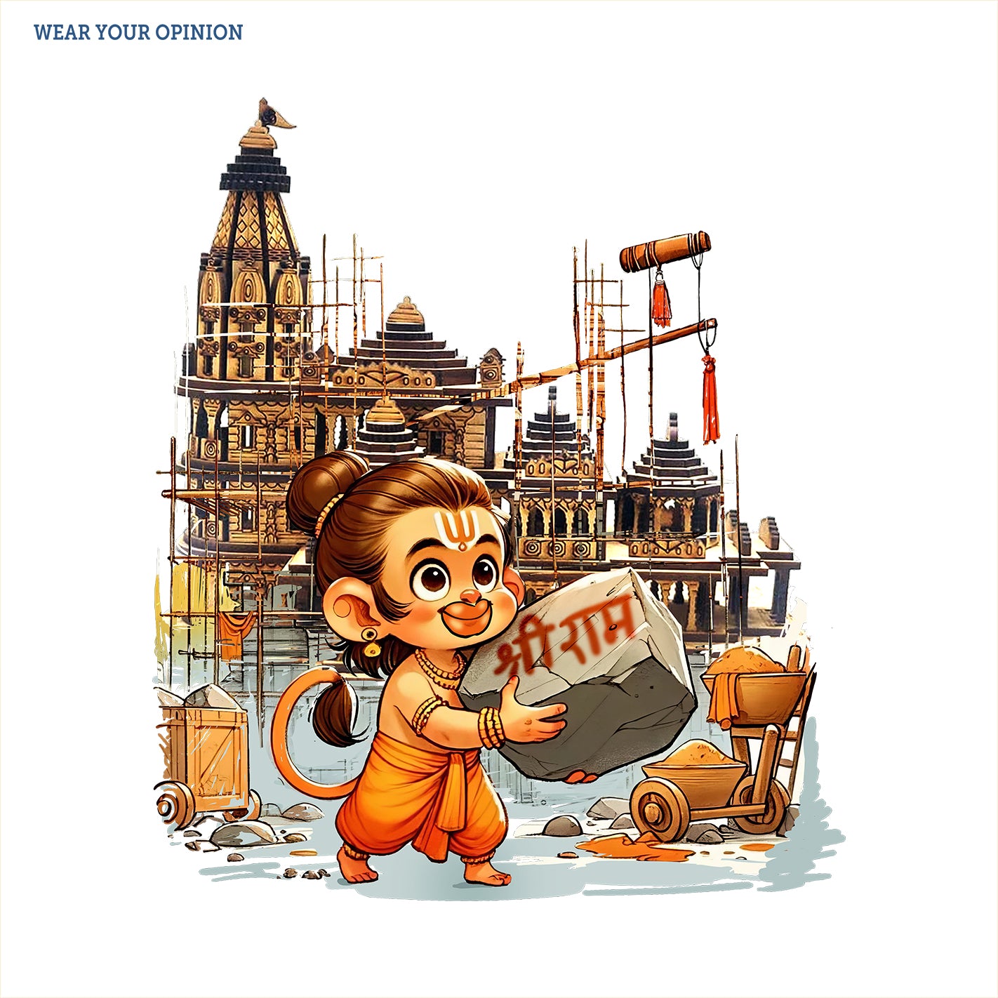 WYO Jay Shri Ram Mandir printed white T-shirt design
