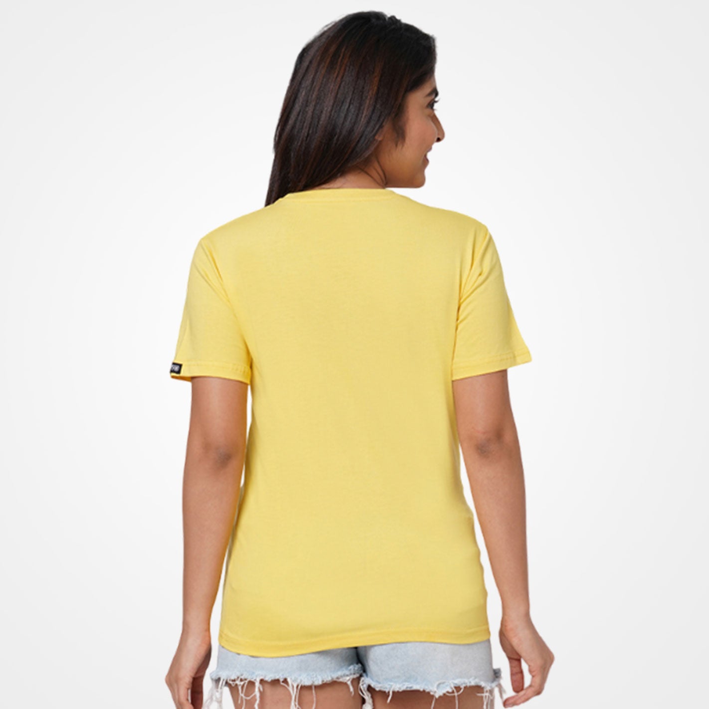 Back View of a WYO Smiley face with 'Lucky Day, Keep Happy Every Time' text on a yellow background