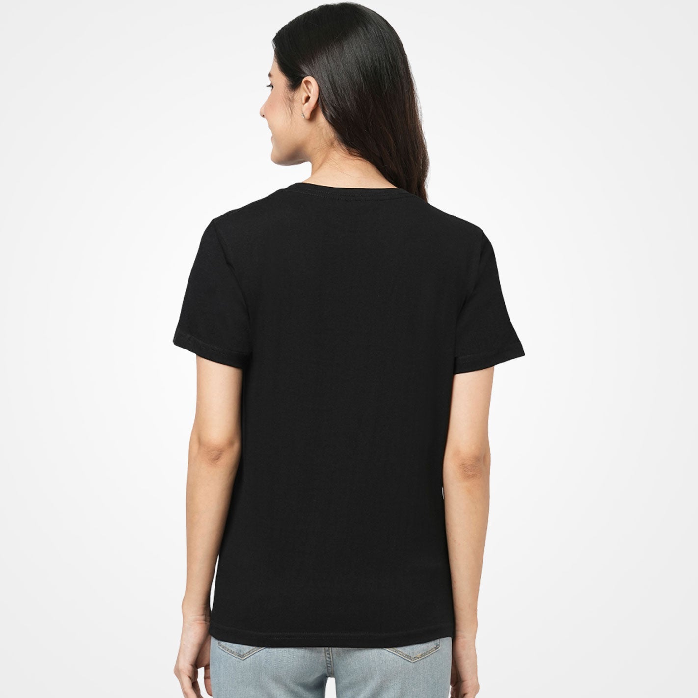 Back View Of a WYO Colorful text 'Positive mind vibes life' on a black background