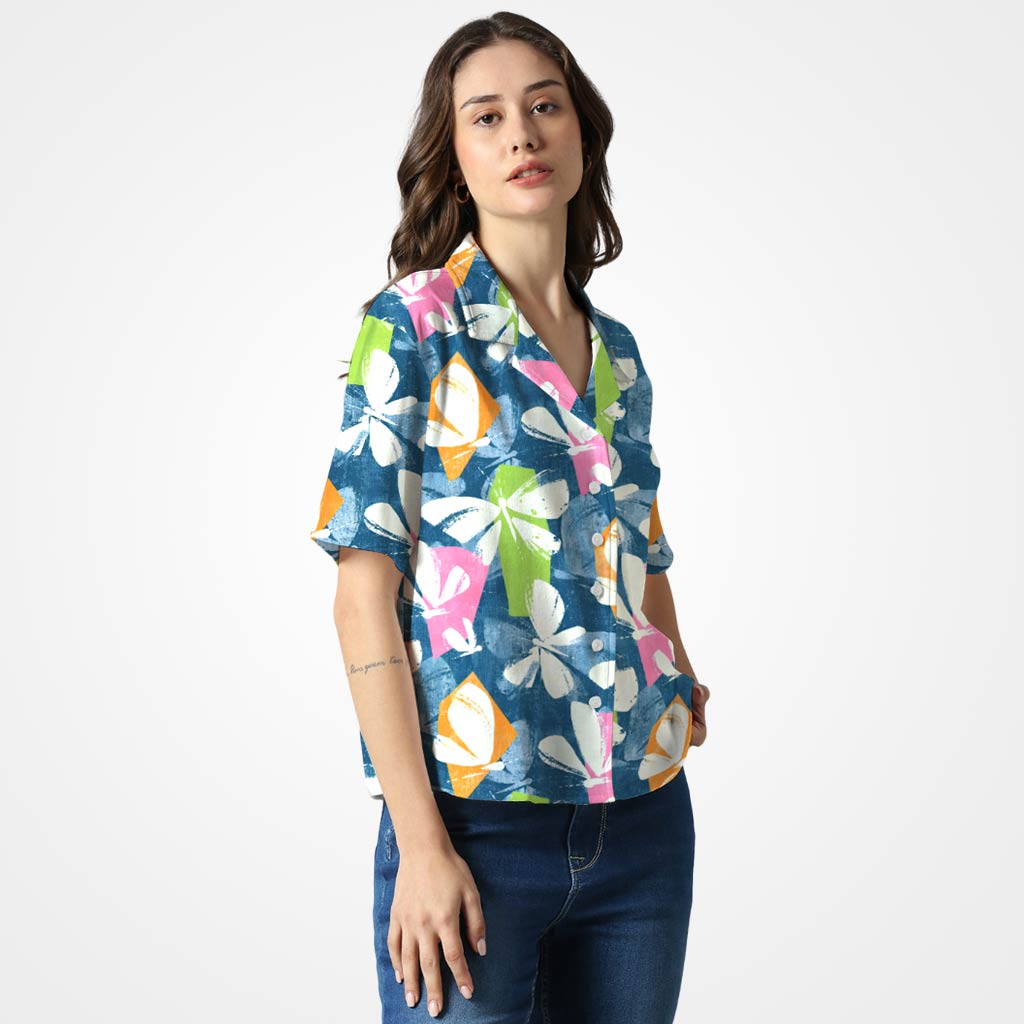 Multicolor Butterfly Women Shirt
